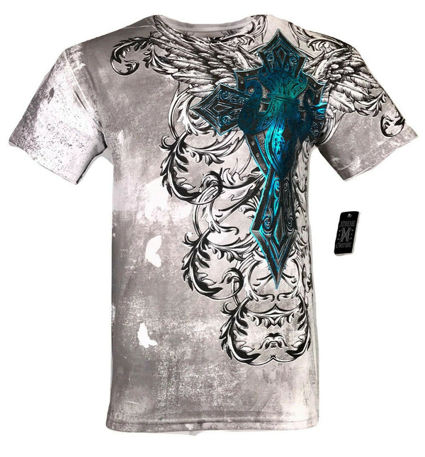 Xtreme Couture by Affliction Men's T-Shirt BASTILLE MASS Biker MMA White