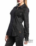 AFFLICTION Women's BUTTON DOWN Shirt Embroidered ROCK & FRINGE Woven
