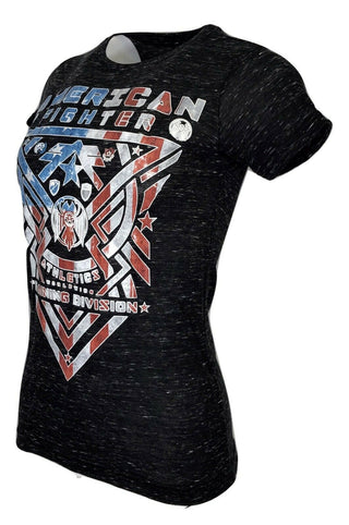 AMERICAN FIGHTER Womens T-Shirt GALESVILLE Athletic Black Biker Gym MMA  25A