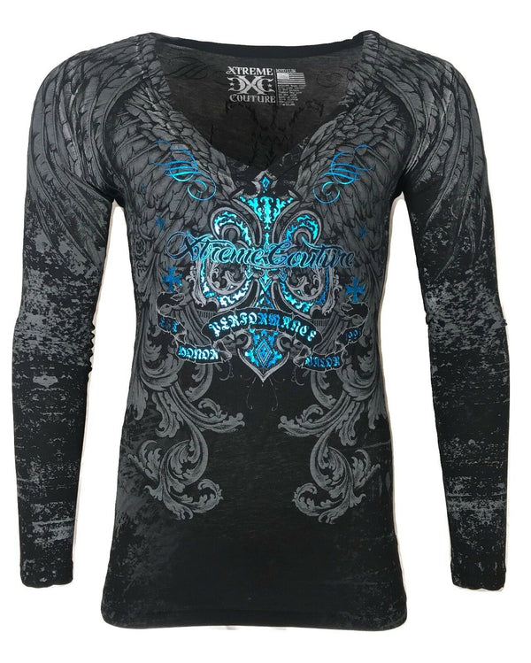 Xtreme Couture by AFFLICTION Women's LONG SLEEVE T-Shirt SANDSTONE Biker
