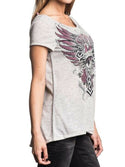 Sinful AFFLICTION Womens T-Shirt HOUSTON CAP SLV Athletic Wings Biker MMA