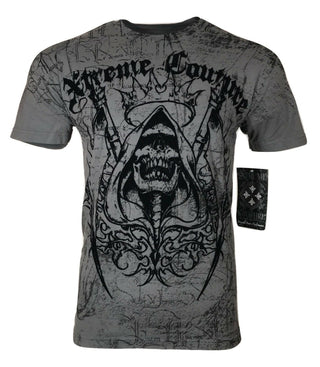 XTREME COUTURE by AFFLICTION Mens T-Shirt DEATH LIST Skulls Biker MMA GYM