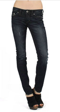 AFFLICTION Women's Denim Jeans TREKKER CROSS JOURNEY Embroidered Buckle