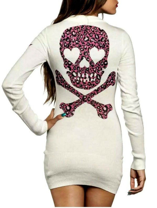 Sinful AFFLICTION Women's Top AVERY SWEATER DRESS Top Skull Wings Biker