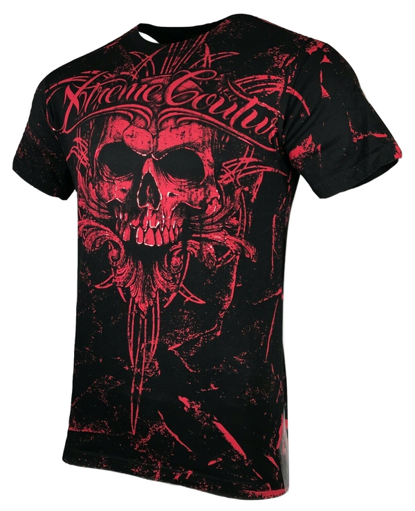Xtreme Couture By Affliction Men's T-Shirt VICTORY Skull Biker MMA Black S-5XL