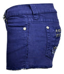 Affliction Women's Denim Shorts VIKI IRIS ROYAL BLUSHSHORT Denim Biker