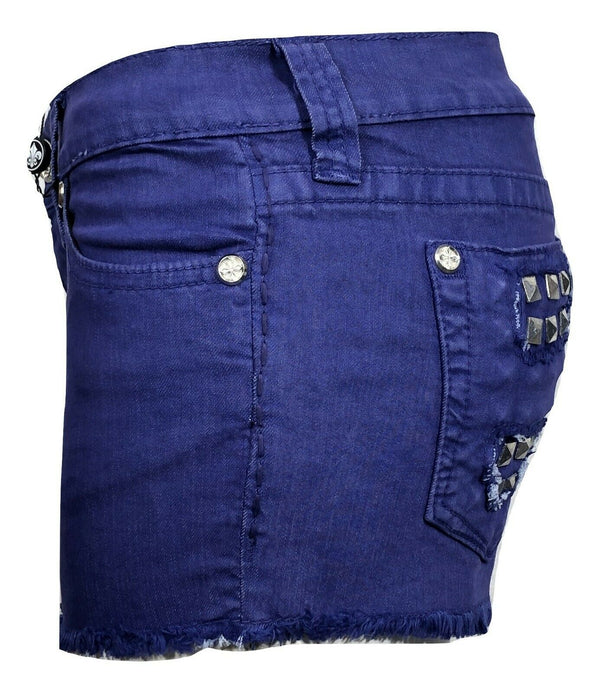 Affliction Women's Denim Shorts VIKI IRIS ROYAL BLUSHSHORT Denim Biker