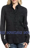 Affliction Womens L/S Button Down Shirt HEART BREAKER Embroidered BKE