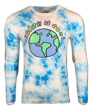 ZUMIEZ Men's T-shirt Earth is Cool Tye Dye Long Sleeve Blue