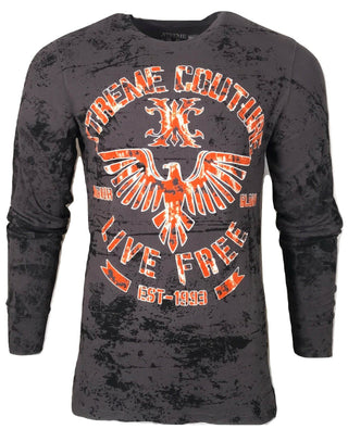 Xtreme Couture by AFFLICTION Men THERMAL T-Shirt RED ZONE Biker MMA GYM