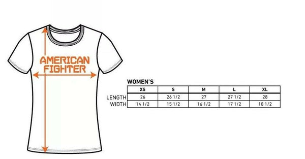 AMERICAN FIGHTER Womens T-Shirt ROBERTSONS  Athletic Black Biker