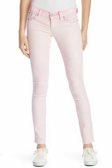 AFFLICTION Women's Denim Jeans Raquel Maxine Pink Embroidered Buckle B35