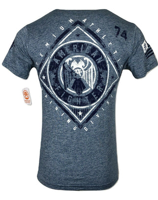 AMERICAN FIGHTER Mens T-Shirt SIENA HIGHTS Athletic Biker Gym Blue S-3XL 32A