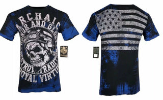 ARCHAIC by AFFLICTION Men's T-Shirt DEATH RACER Skull Wings MMA Biker
