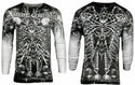Xtreme Couture by Affliction Men's Thermal Shirt CATACOMBS Skull Biker White