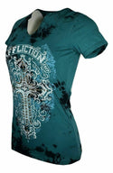AFFLICTION Women's T-Shirt SAINT GERMAIN Top Wings Biker MMA XS-XL