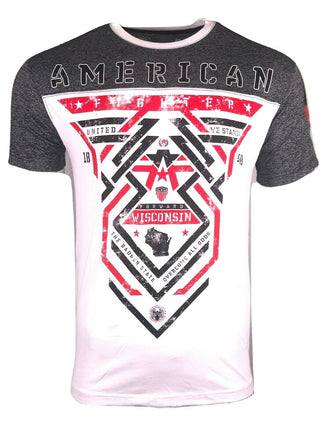 AMERICAN FIGHTER Mens T-Shirt WISCONSIN Athletic Training Biker MMA Gym B4