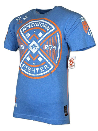 AMERICAN FIGHTER Mens T-Shirt MACON 50/50 Athletic Biker Gym Blue S-3XL 32A