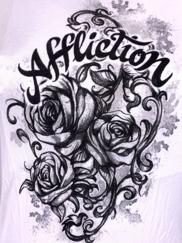 AFFLICTION Women's T-Shirt L/S CHANDLER 2FER Biker Tattoo