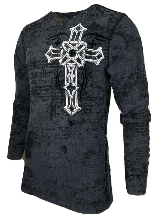 Xtreme Couture by AFFLICTION Men's THERMAL T-Shirt DARKER SIDE Biker MMA
