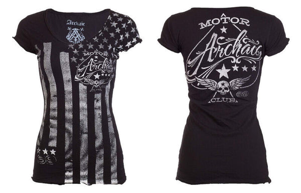 Archaic by Affliction Womens T-Shirt Nation Black