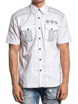 Affliction Men's Button Down Shirt Resolution Woven White