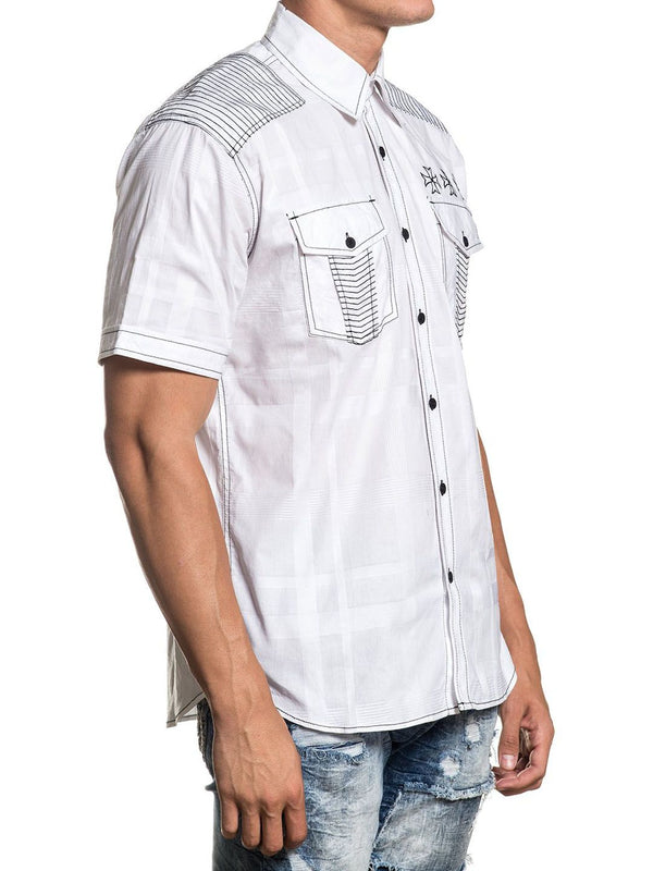 Affliction Men's Button Down Shirt Resolution Woven White