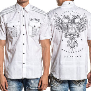 Affliction Men's Button Down Shirt Resolution Woven White