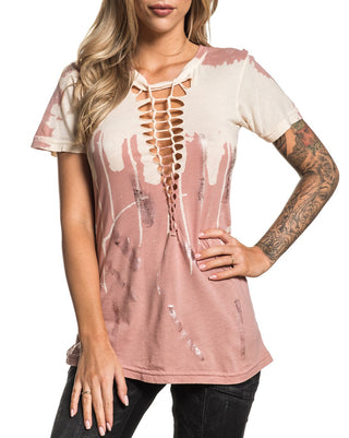 AFFLICTION Women's T-Shirt S/S STANDARD SUPPLY Tee Biker