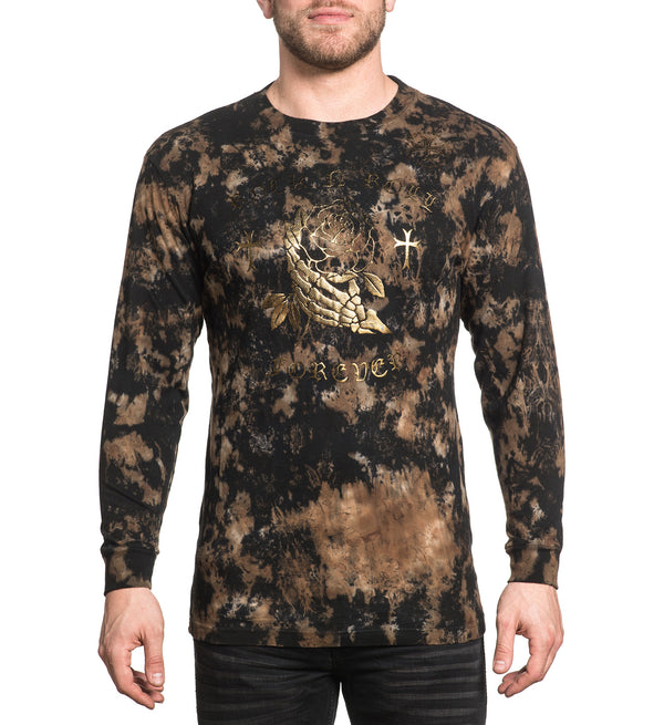 AFFLICTION FOREVER LASTING Men's L/S Thermal Black Lava Wash