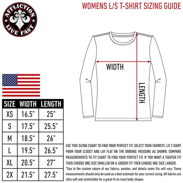 AFFLICTION Women's Long Sleeve T-Shirt AC SUNSET ROAM