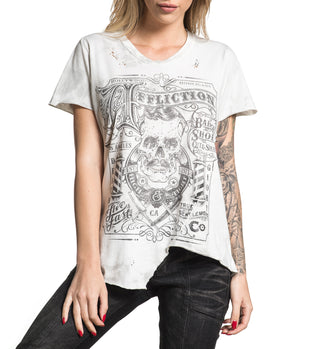 AFFLICTION Women's T-Shirt S/S THE BARBER Tee Biker