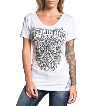 AFFLICTION Women's T-Shirt S/S IRONSIDE Tee Biker