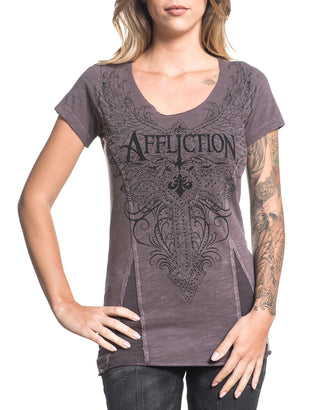 AFFLICTION Women's T-Shirt S/S LORIELLE Tee Biker