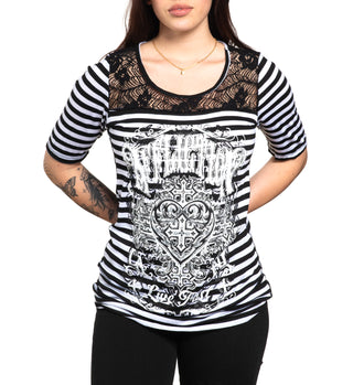 AFFLICTION Women's T-Shirt S/S INK Tee Biker