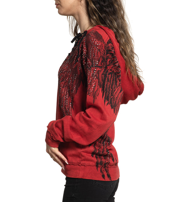 AFFLICTION Women's Hoodie ISADORA DIAMONDS Red