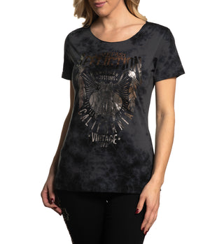 AFFLICTION Women's T-Shirt S/S AC DESERT ROUTE Tee Biker