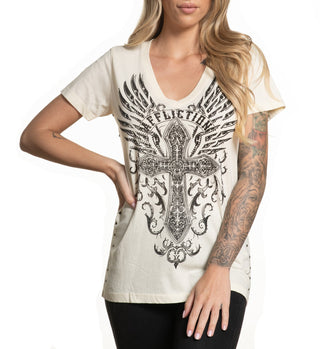 AFFLICTION Women's T-Shirt S/S SAPPHIRE LAKE Tee Biker