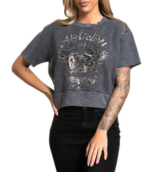 AFFLICTION Women's Fleece T-Shirt AC CALI RIDE Biker