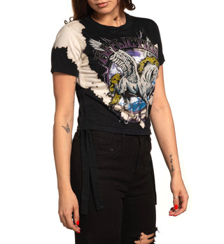 Affliction Women's T-Shirt ROCK UNICORN Adjustable Side Ties