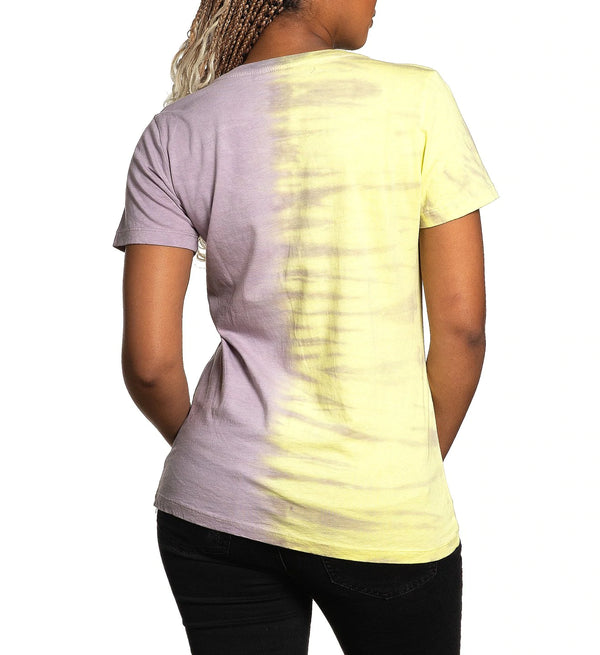 Affliction Women's T-Shirt TURQUOISE Tie Dye