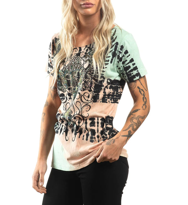 Affliction Women's T-Shirt Emerald Ash   ^