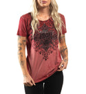 Affliction Women's T-Shirt Amber Creek Lace up   ^