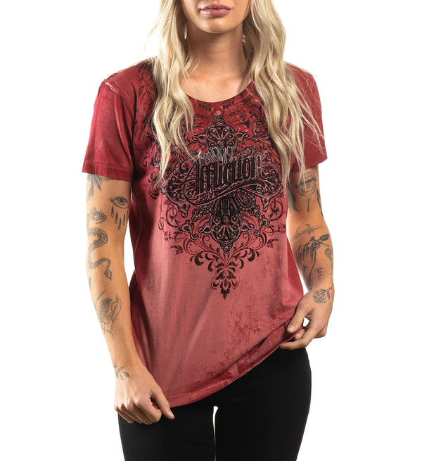 Affliction Women's T-Shirt Amber Creek Lace up   ^