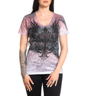Affliction Women's T-Shirt Turquoise Pass Vneck