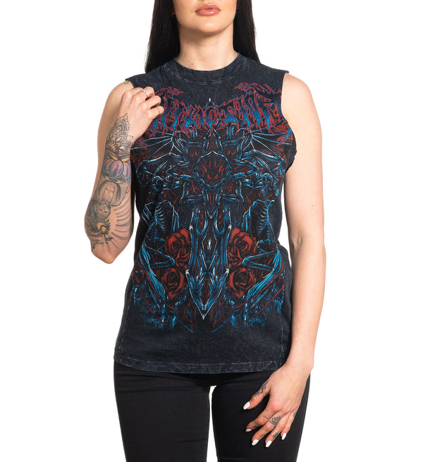 Affliction Women's T-Shirt Infernal Savagery Rawedge   ^