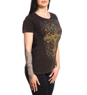 Affliction Women's T-Shirt Sanctuary Rust Scoop  ^