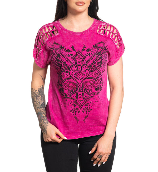 Affliction Women's T-Shirt Majestic Cross  ^