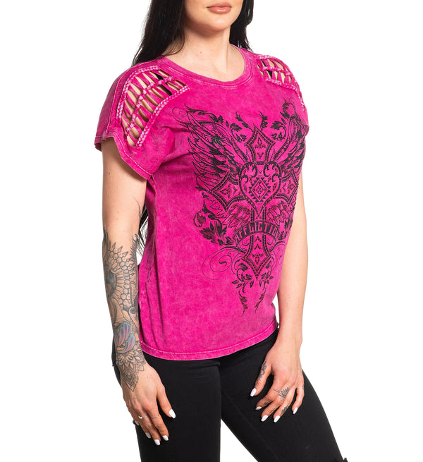 Affliction Women's T-Shirt Majestic Cross  ^