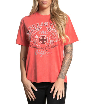 AFFLICTION Women's T-Shirt S/S AC DEMONS Tee Biker